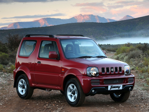 Обои картинки фото автомобили, suzuki, jimny, za-spec, jb43, 2006г, красный