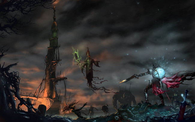 Обои картинки фото фэнтези, нежить, иной, мир, воин, магия