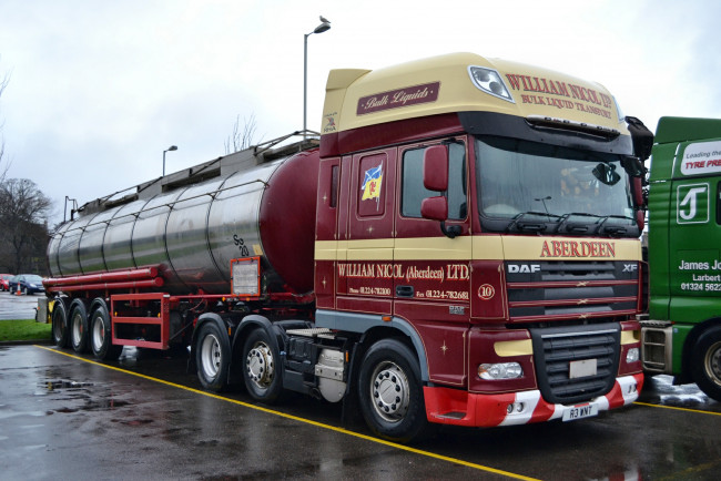 Обои картинки фото daf, автомобили, daf , выставка, улица, шасси, седельные, нидерланды, автобусы, тягачи, nv, trucks