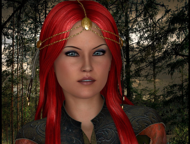 Обои картинки фото 3д графика, портрет , portraits, девушка, взгляд, фон, рыжая