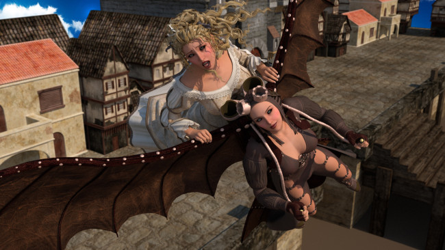 Обои картинки фото 3д графика, существа , creatures, демон, девушка, полет