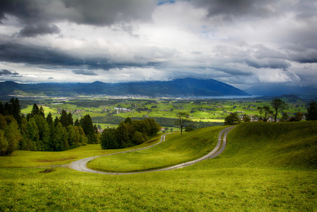 Обои картинки фото природа, пейзажи, поля, швейцария, луга, пейзаж