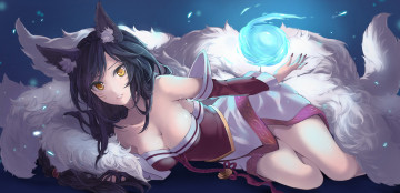 Картинка league+of+legends видео+игры фон взгляд девушка ahri