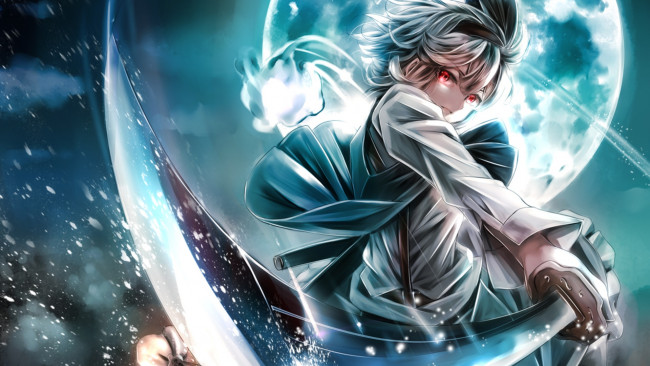 Обои картинки фото аниме, touhou, катана, фон, взгляд, девушка