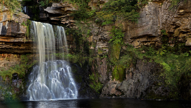 Обои картинки фото природа, водопады, река, лес, водопад