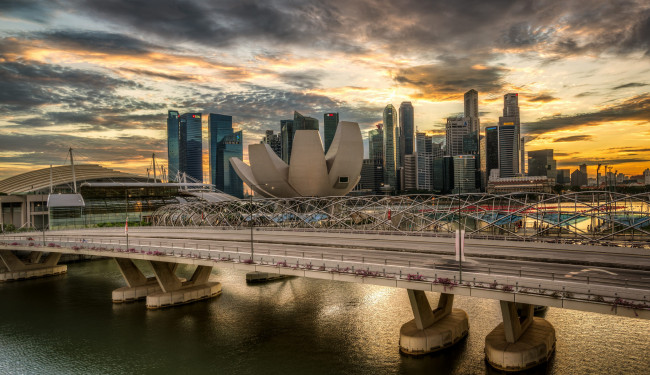 Обои картинки фото города, - мосты, река, мост, небоскребы