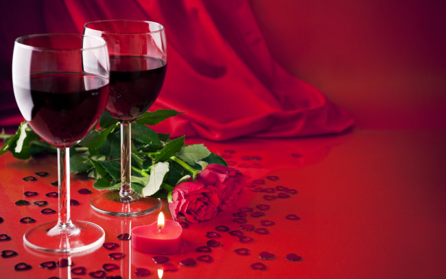 Обои картинки фото праздничные, день святого валентина,  сердечки,  любовь, valentine's, day, love, heart, romantic, любовь, подарок, розы, вино, бокалы