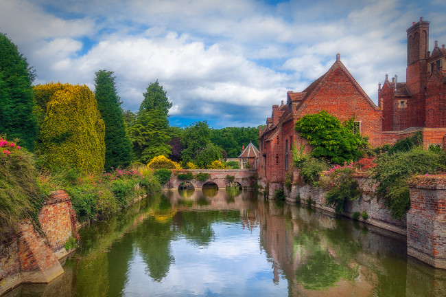 Обои картинки фото kentwell hall moat, города, - мосты, пастораль