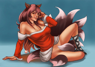 Картинка рисованное комиксы взгляд фон девушка хвост уши