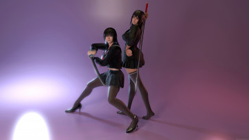 Картинка 3д+графика фантазия+ fantasy оружие взгляд фон девушки