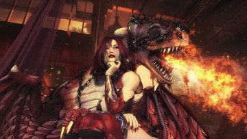 Картинка 3д+графика фантазия+ fantasy взгляд фон дракон девушка