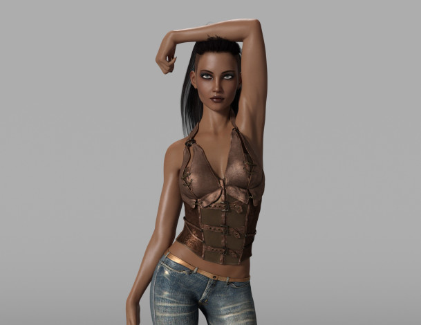 Обои картинки фото 3д графика, люди , people, девушка, взгляд, фон