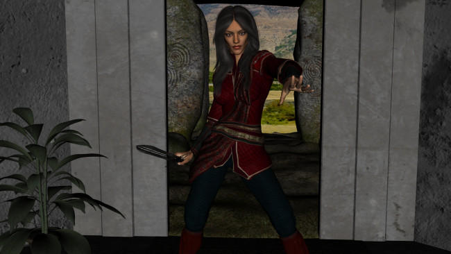 Обои картинки фото 3д графика, фантазия , fantasy, девушка, взгляд, фон