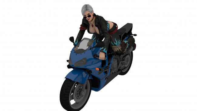 Обои картинки фото 3д графика, люди-авто, мото , people- car ,  moto, мотоцикл, фон, взгляд, девушка