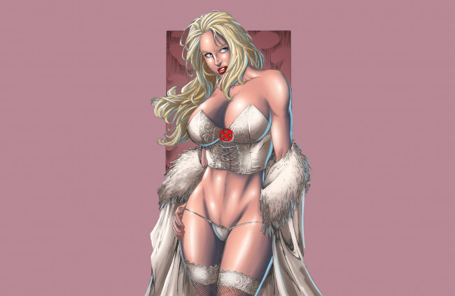 Обои картинки фото рисованное, комиксы, взгляд, фон, девушка, корсет, чулки