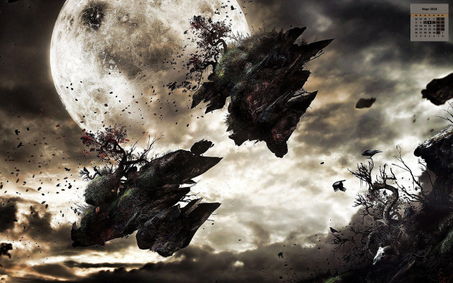 Обои картинки фото календари, фэнтези, 2018, планета, полет