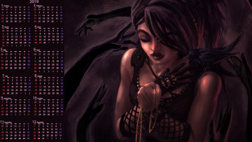 Картинка календари фэнтези птица девушка цепь