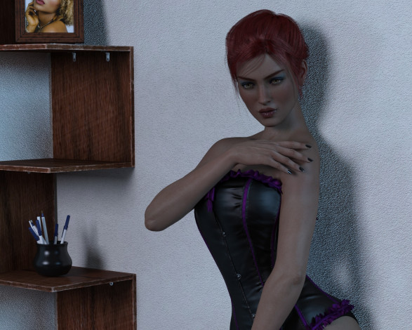 Обои картинки фото 3д графика, люди , people, фон, взгляд, девушка