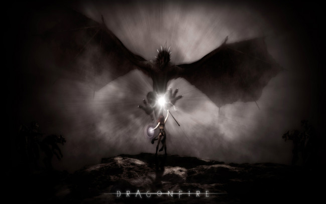 Обои картинки фото dragonfire, видео игры, ~~~другое~~~, дракон, девушка, свет