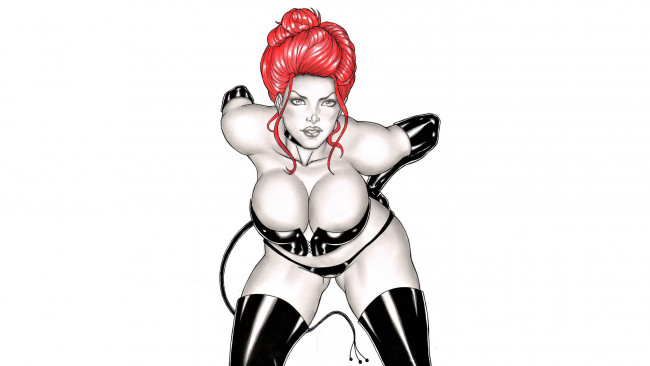 Обои картинки фото рисованное, комиксы, девушка, фон, взгляд, корсет