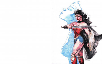 Картинка рисованное комиксы чудо-женщина меч щит