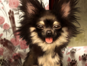 обоя рисованное, животные,  собаки, собака, грязь, следы