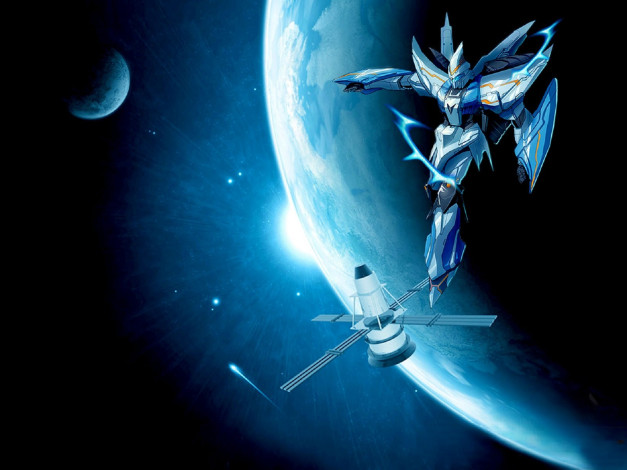 Обои картинки фото видео игры, zero online, персонаж, робот, планеты, космос, спутник