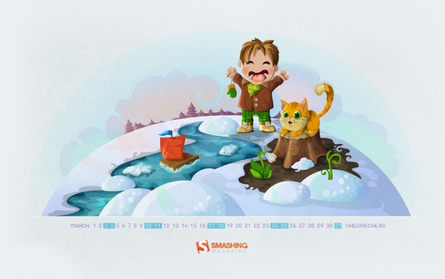 Обои картинки фото календари, рисованные, векторная, графика, 2012, март