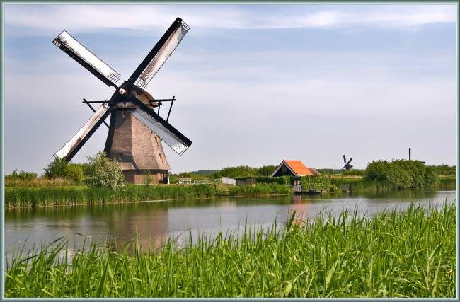 Обои картинки фото разное, мельницы, вода, река