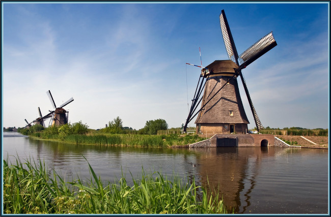 Обои картинки фото разное, мельницы, вода, река