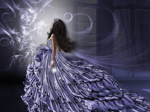 Картинка фэнтези девушки девушка профиль волосы платье шлейф рука
