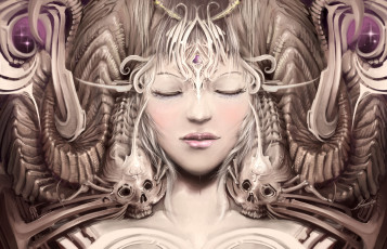 Картинка фэнтези существа черепа девушка