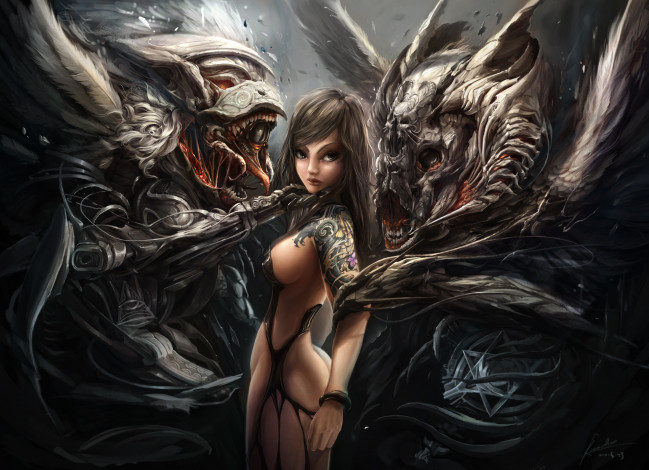 Обои картинки фото фэнтези, красавицы, чудовища, монстры, девушка