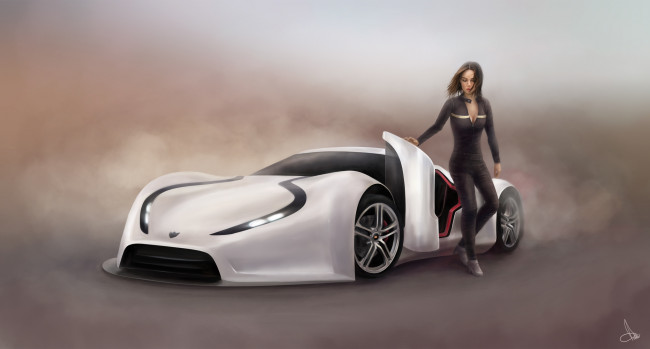 Обои картинки фото фэнтези, девушки, суперкар