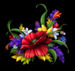 Картинка рисованные цветы мак лепестки