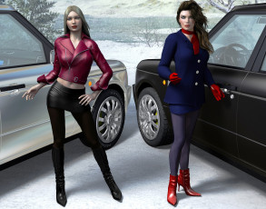 Картинка 3д+графика people+ люди девушки автомобили