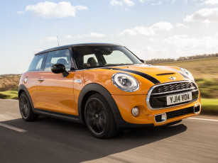 Картинка автомобили mini cooper s желтый 2014г f56 uk-spec