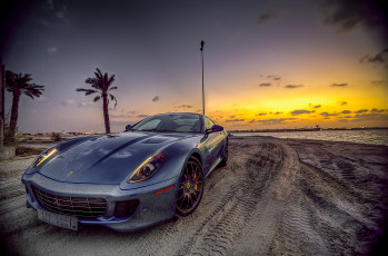 Картинка автомобили ferrari авто заря пляж