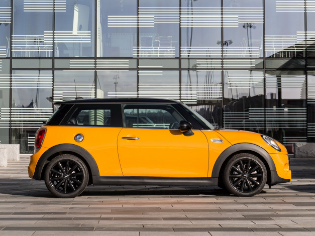 Обои картинки фото автомобили, mini, cooper, s, желтый, 2014г, f56, uk-spec