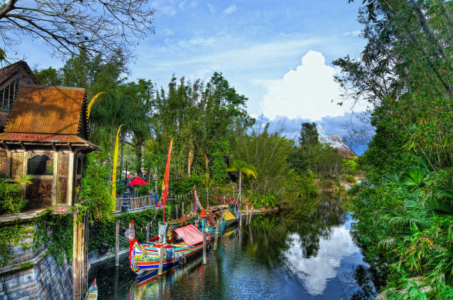 Обои картинки фото корабли, лодки,  шлюпки, джунгли, речка