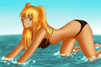 Картинка векторная+графика девушки девушка взгляд фон море