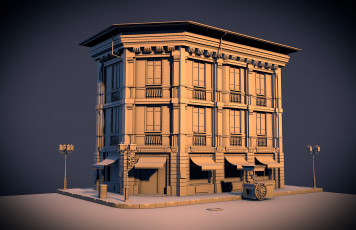 Картинка 3д+графика архитектура+ architecture дом фонари окна