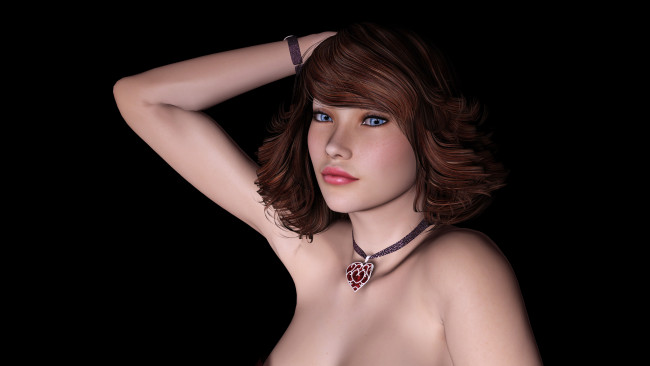 Обои картинки фото 3д графика, портрет , portraits, девушка, рыжая, фон, взгляд