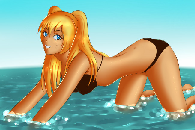 Обои картинки фото векторная графика, девушки, девушка, взгляд, фон, море