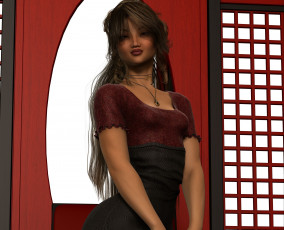 Картинка 3д+графика люди+ people девушка взгляд фон