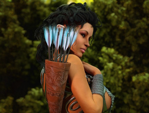 Картинка 3д+графика амазонки+ amazon стрелы фон взгляд девушка