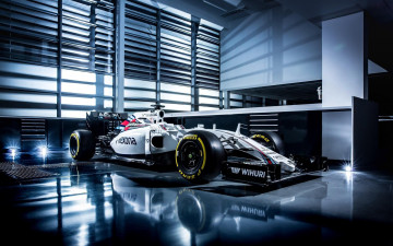 Картинка автомобили formula+1 жалюзи свет ангар гараж болид