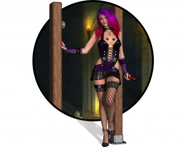 Обои картинки фото 3д графика, люди , people, взгляд, тату, фон, девушка, чулки