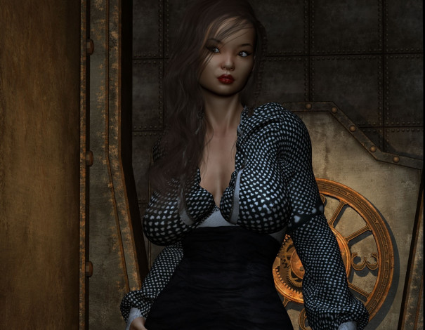 Обои картинки фото 3д графика, люди , people, девушка, взгляд, фон