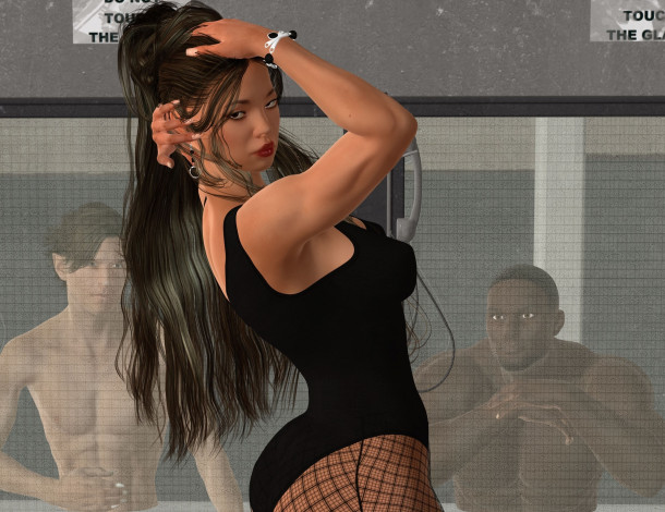 Обои картинки фото 3д графика, люди , people, девушка, взгляд, фон